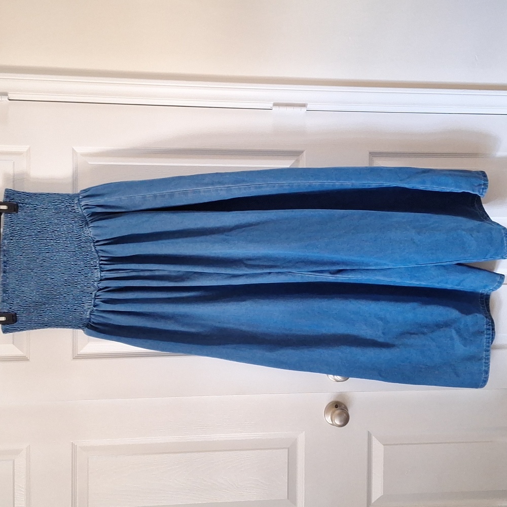 Wide leg denim jumpsuit